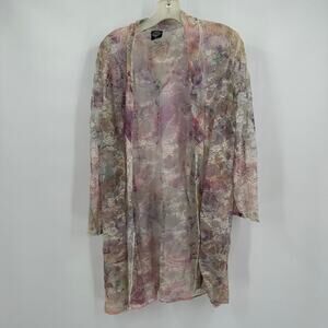 Cal Style Womens Lace Kimono Size XL Floral Fairy Sheer Boho Festival Mid Length